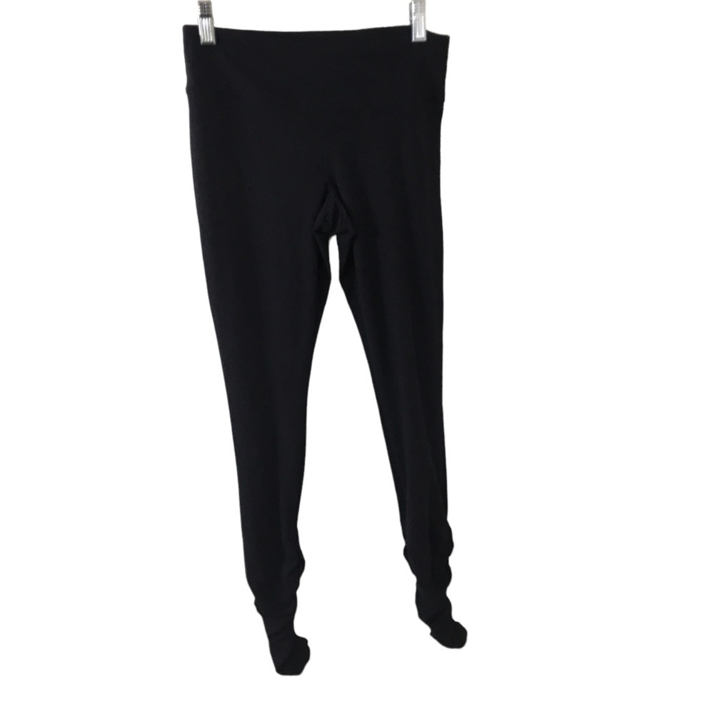 Balance collection black ruffled hem workout athletic leggings tights size Snall